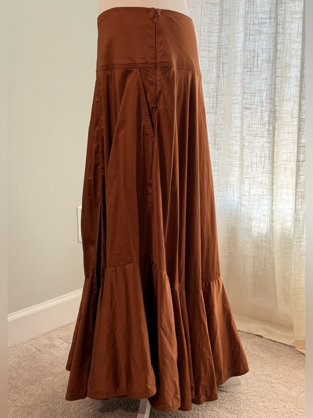 FARM Rio Brown Tiered Ruffle Maxi Skirt - Size Medium - Picture 5 of 10